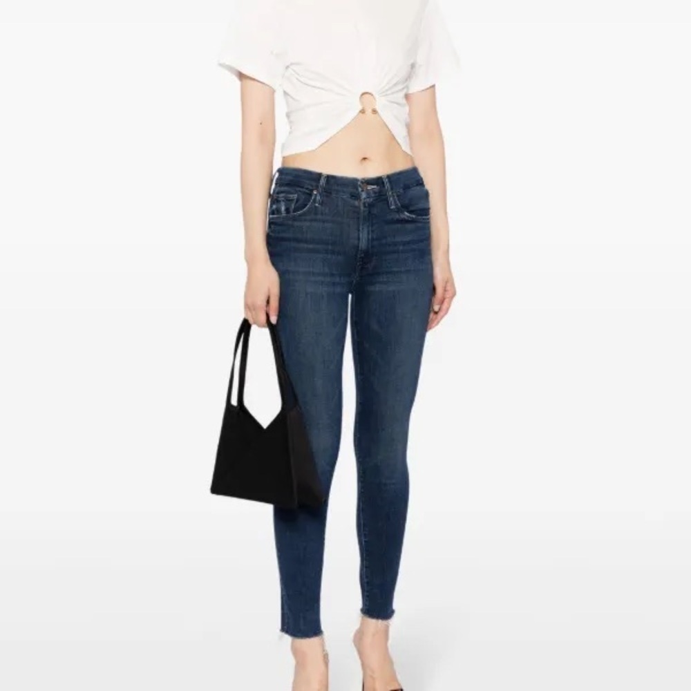Mother Womenβs Mid-Rise Skinny Jeans Indigo Blue In Size 25